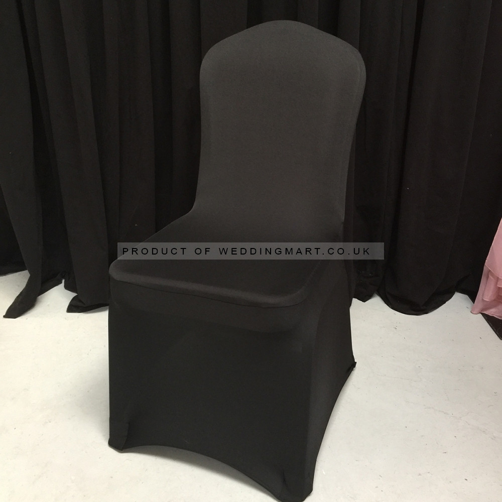 Pack of 100 Premium Black Spandex Chair Covers - Flat Front