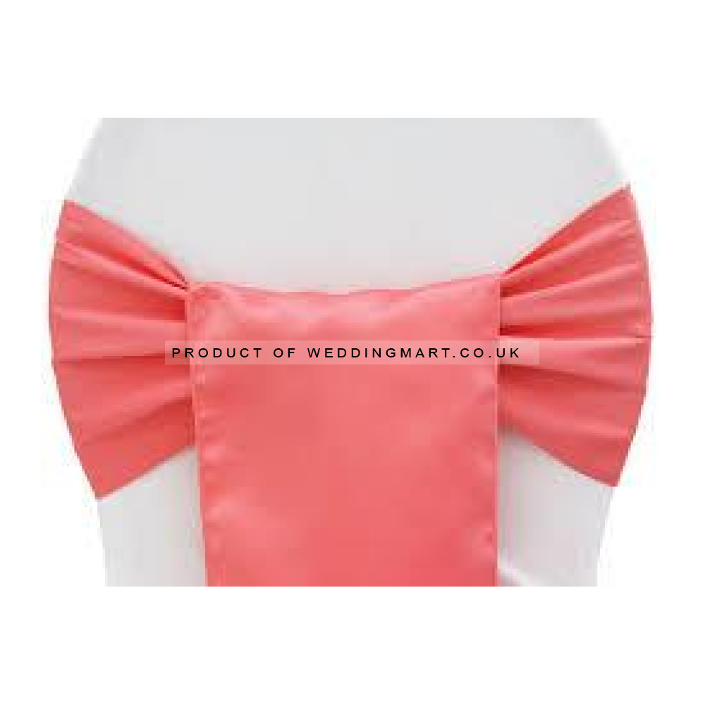 Coral Satin Sash - PACK OF 10