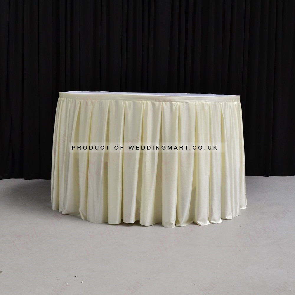 4M Pleated Wedding Cake Table Skirt - Ivory – Wholesale Cake Table Skirtings for Wedding Decorators | WeddingMart