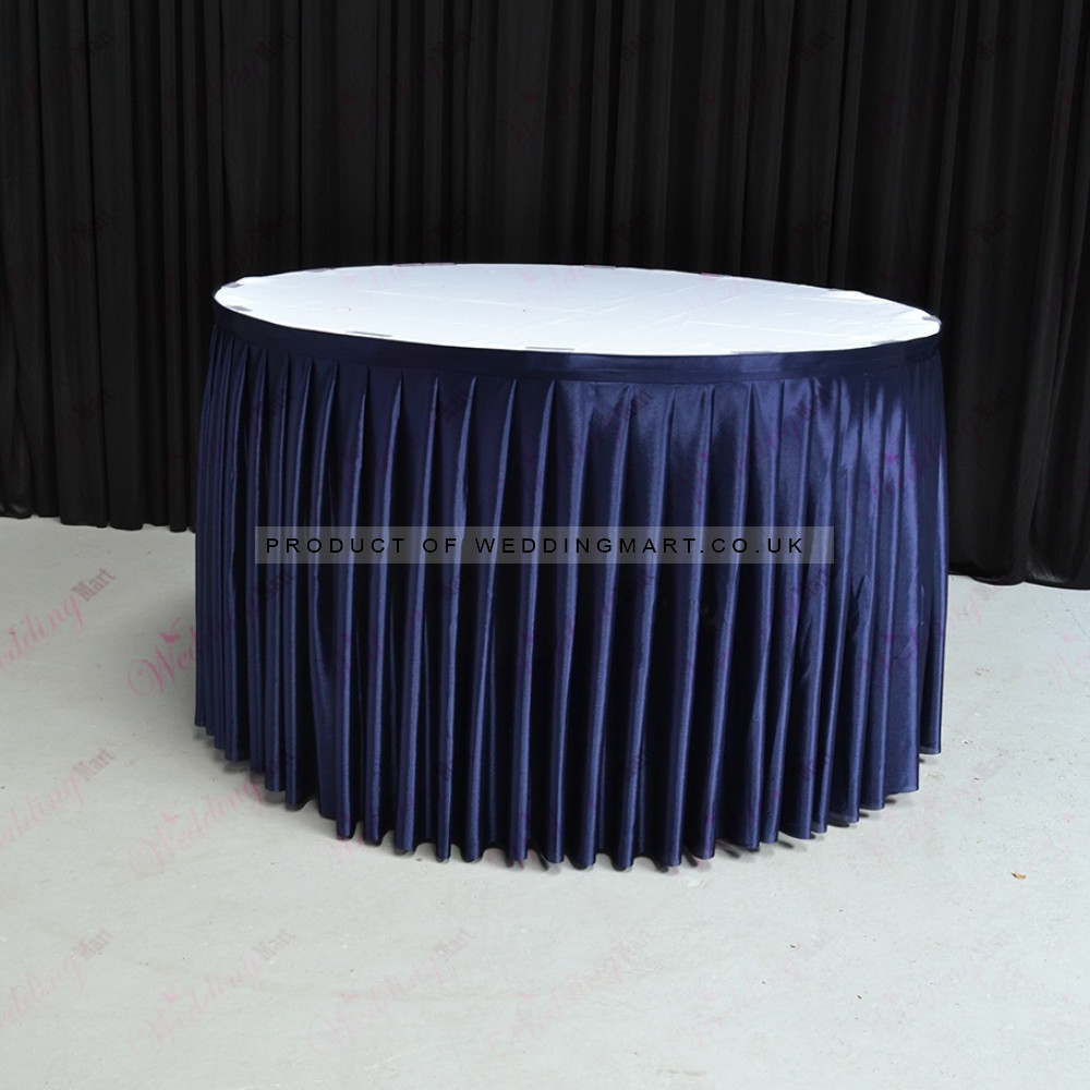 4M Pleated Wedding Cake Table Skirt - Navy Blue – Wholesale Cake Table Skirtings for Wedding Decorators | WeddingMart