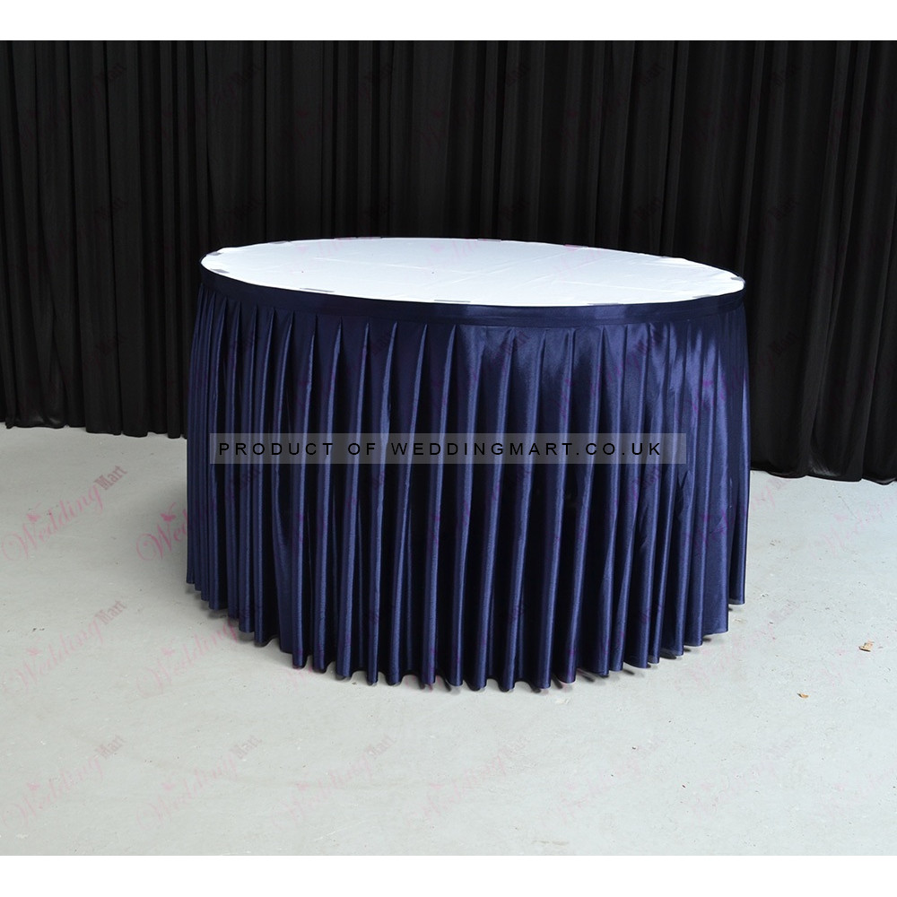 4M Pleated Wedding Cake Table Skirt - Navy Blue