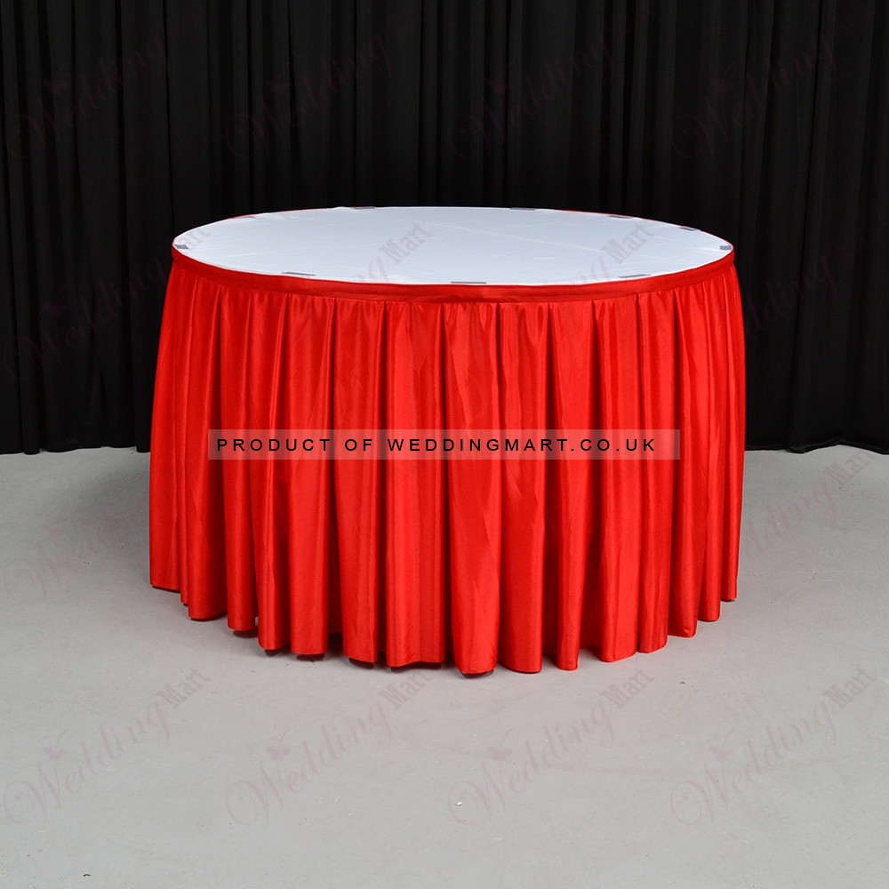 4M Pleated Wedding Cake Table Skirt - Red – Wholesale Cake Table Skirtings for Wedding Decorators | WeddingMart