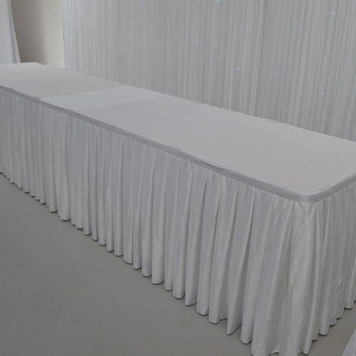 8M White Top Table Skirt
