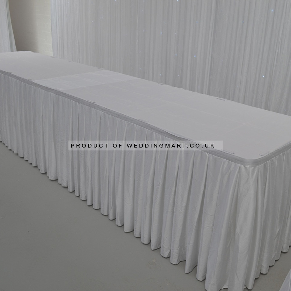 8M White Top Table Skirt – Wholesale Top Table Skirtings for Wedding Decorators | WeddingMart