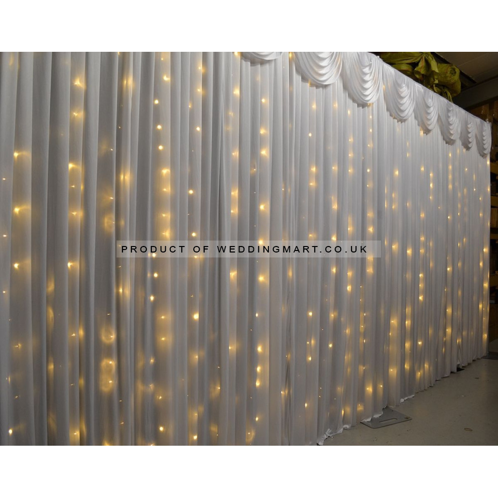 6mx3m LED Curtain Lights For Wedding Backdrops - Warm White