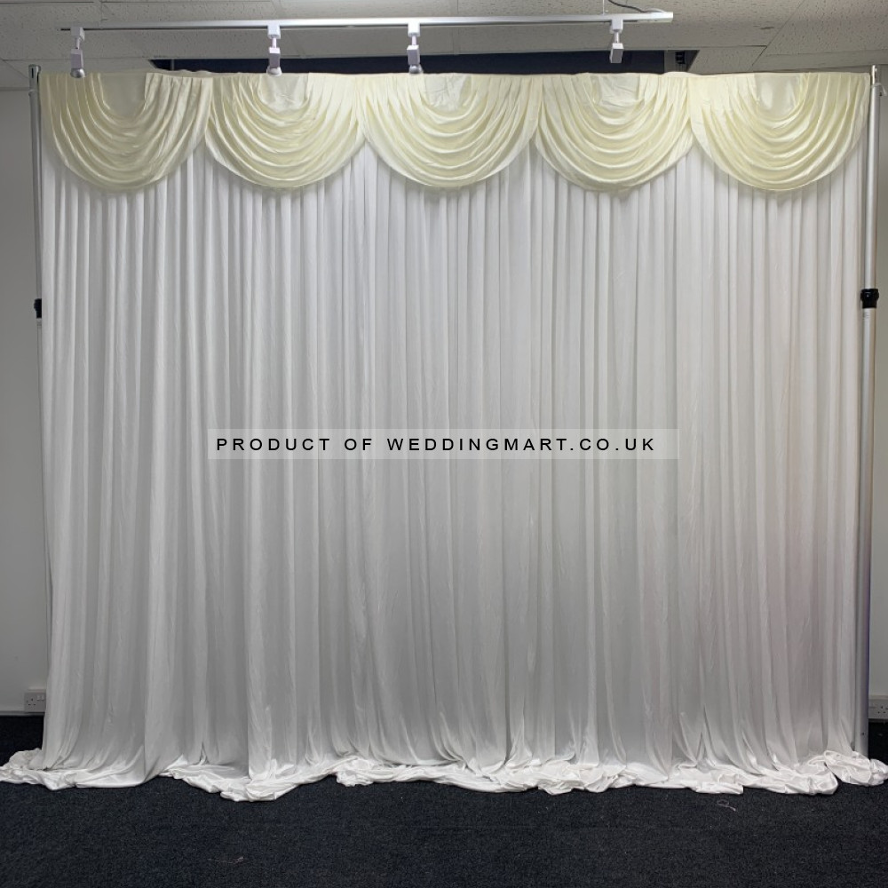 3m ivory ice silk detachable swag on wedding stage backdrop