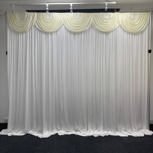 3m ivory ice silk detachable swag on wedding stage backdrop