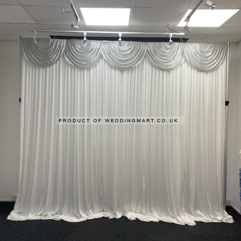 3m silver ice silk detachable swag on wedding stage backdrop