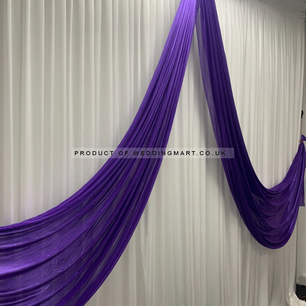 Purple butterfly wedding backdrop swag for curtains up to 6m x 3m – detachable ice silk