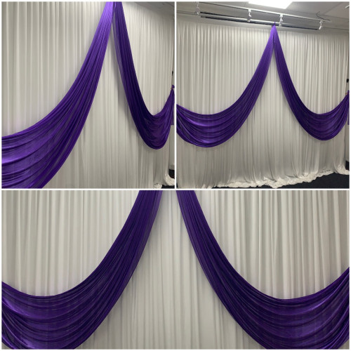 Purple butterfly wedding backdrop swag for curtains up to 6m x 3m – detachable ice silk