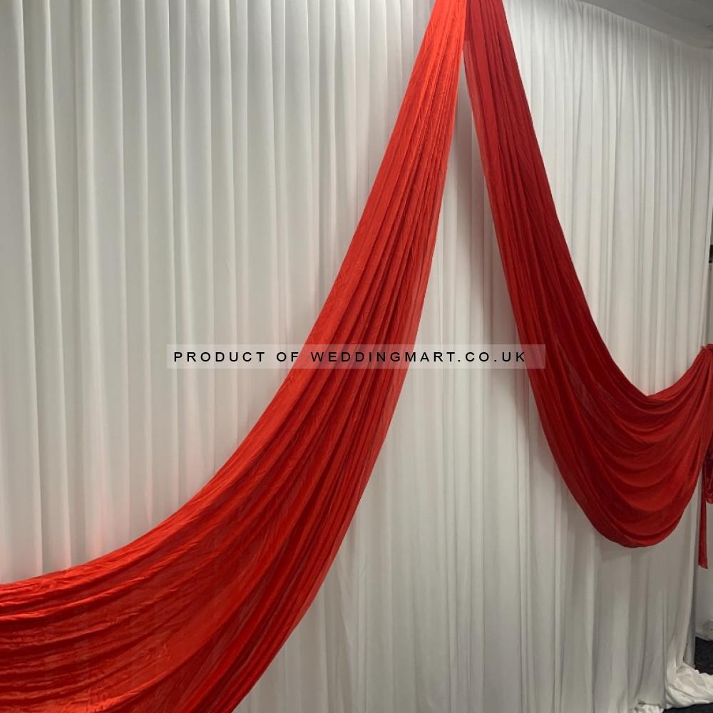 Red butterfly wedding backdrop swag for curtains up to 6m x 3m – detachable ice silk