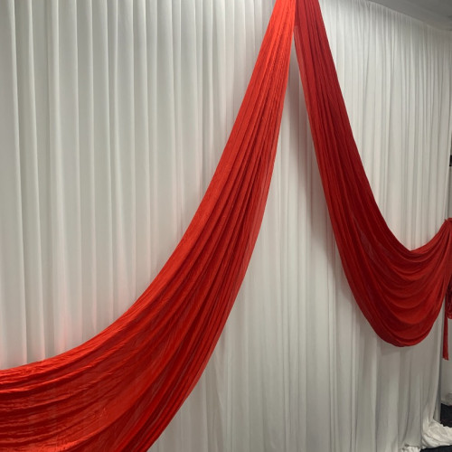 Red butterfly wedding backdrop swag for curtains up to 6m x 3m – detachable ice silk