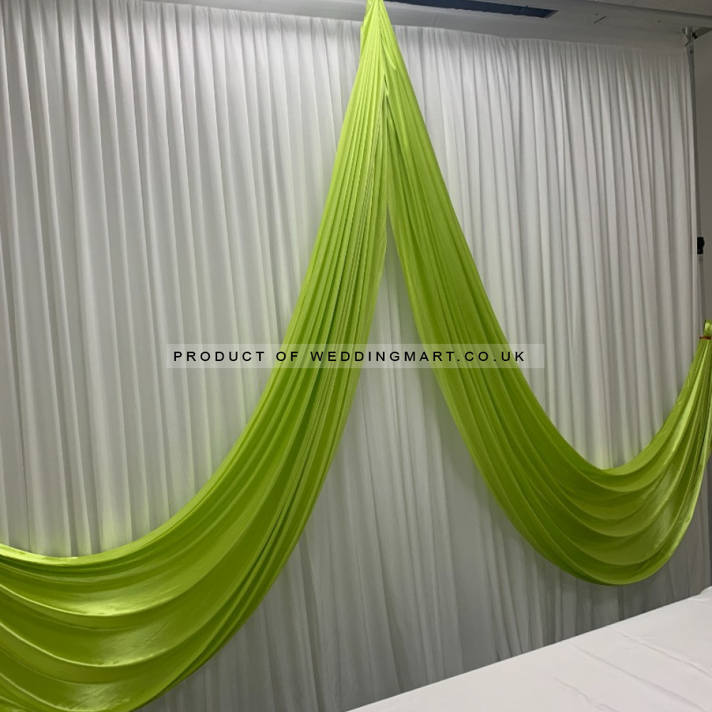 Lime green butterfly wedding backdrop swag for curtains up to 6m x 3m made from ice silk