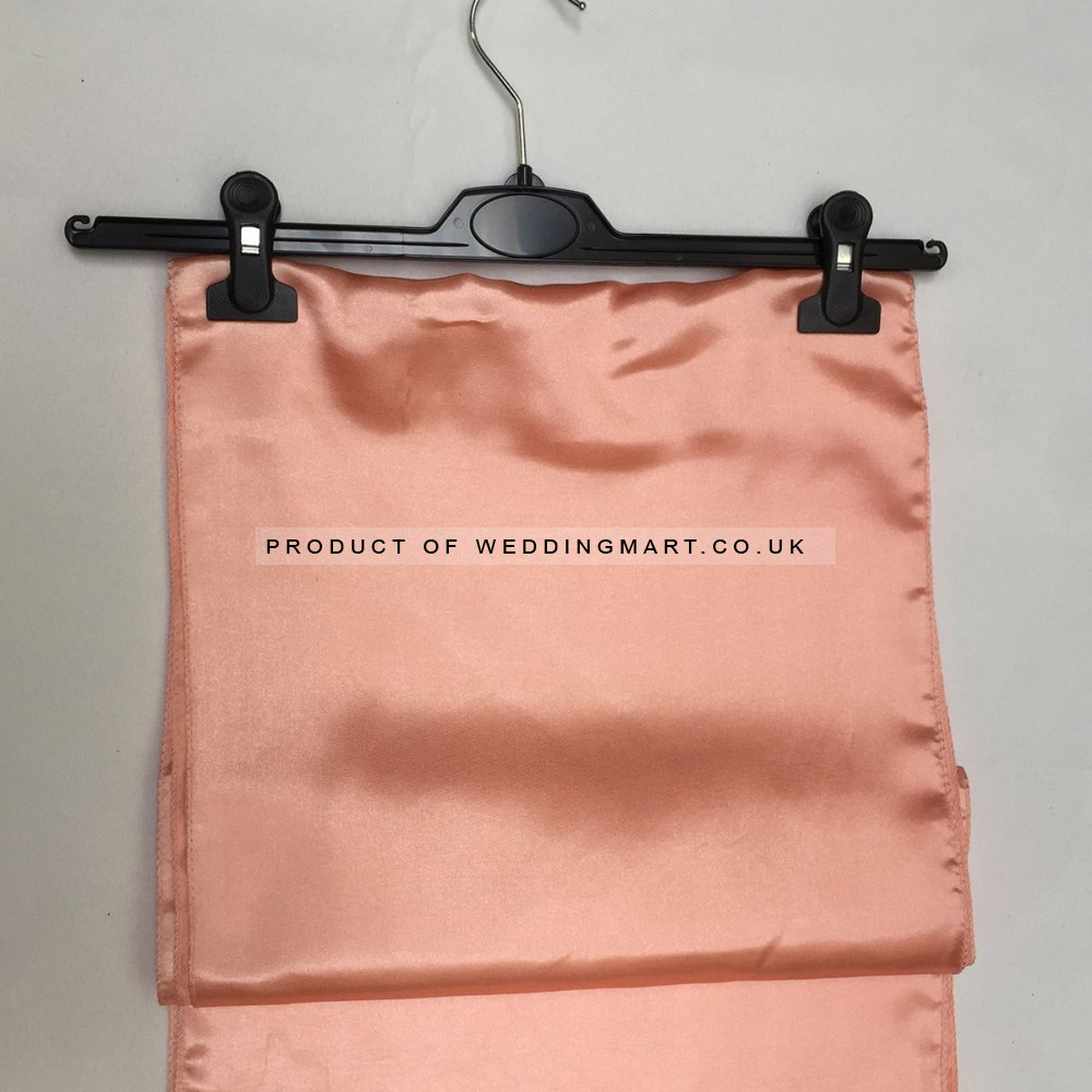 Peach Satin Table Runners (14x108) – Wholesale Satin Table Runners for Wedding Decorators | WeddingMart