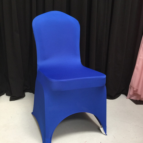 BLUE Premium Spandex Chair Covers - ARCH FRONT – Wholesale Premium Chair Covers for Wedding Decorators | WeddingMart