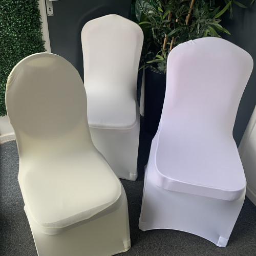 WHITE Premium Spandex Chair Covers - FLAT FRONT – Wholesale Premium Chair Covers for Wedding Decorators | WeddingMart