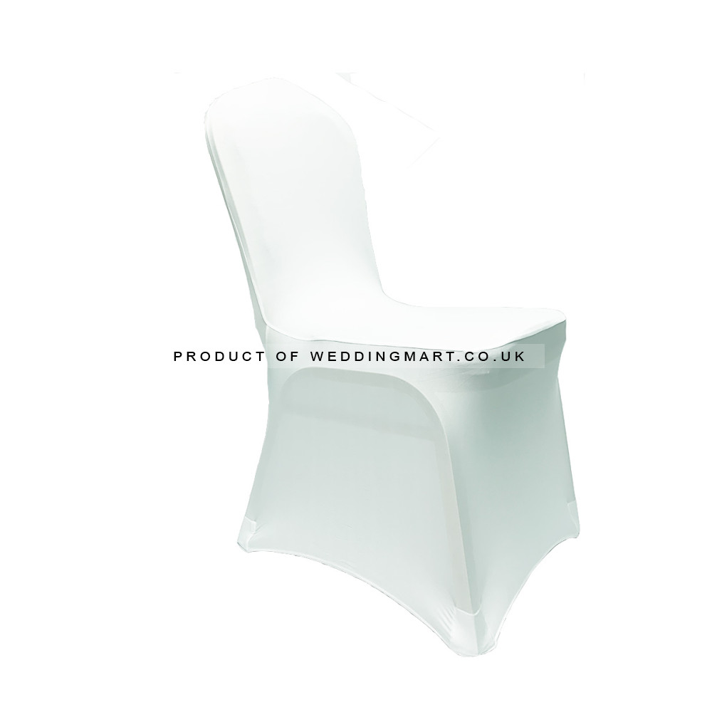 WHITE Premium Spandex Chair Covers - FLAT FRONT