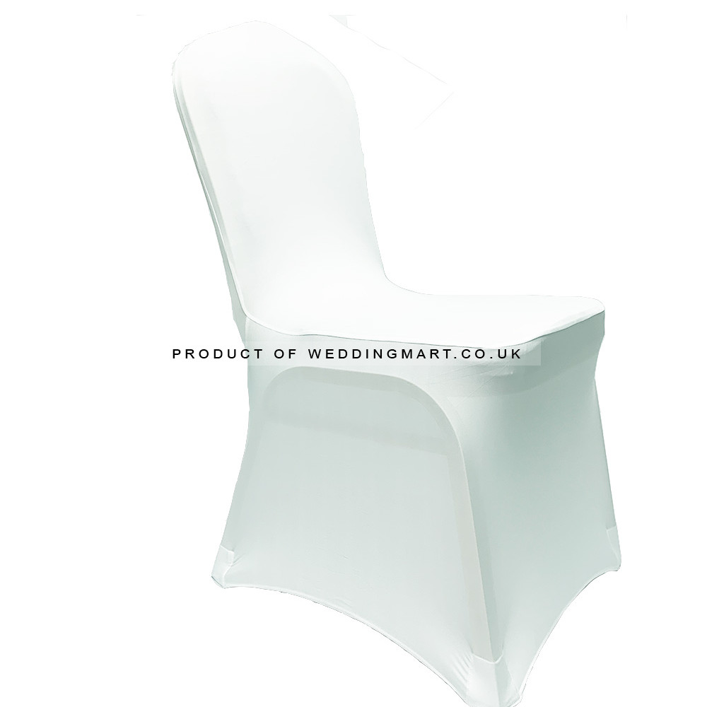WHITE Premium Spandex Chair Covers - FLAT FRONT