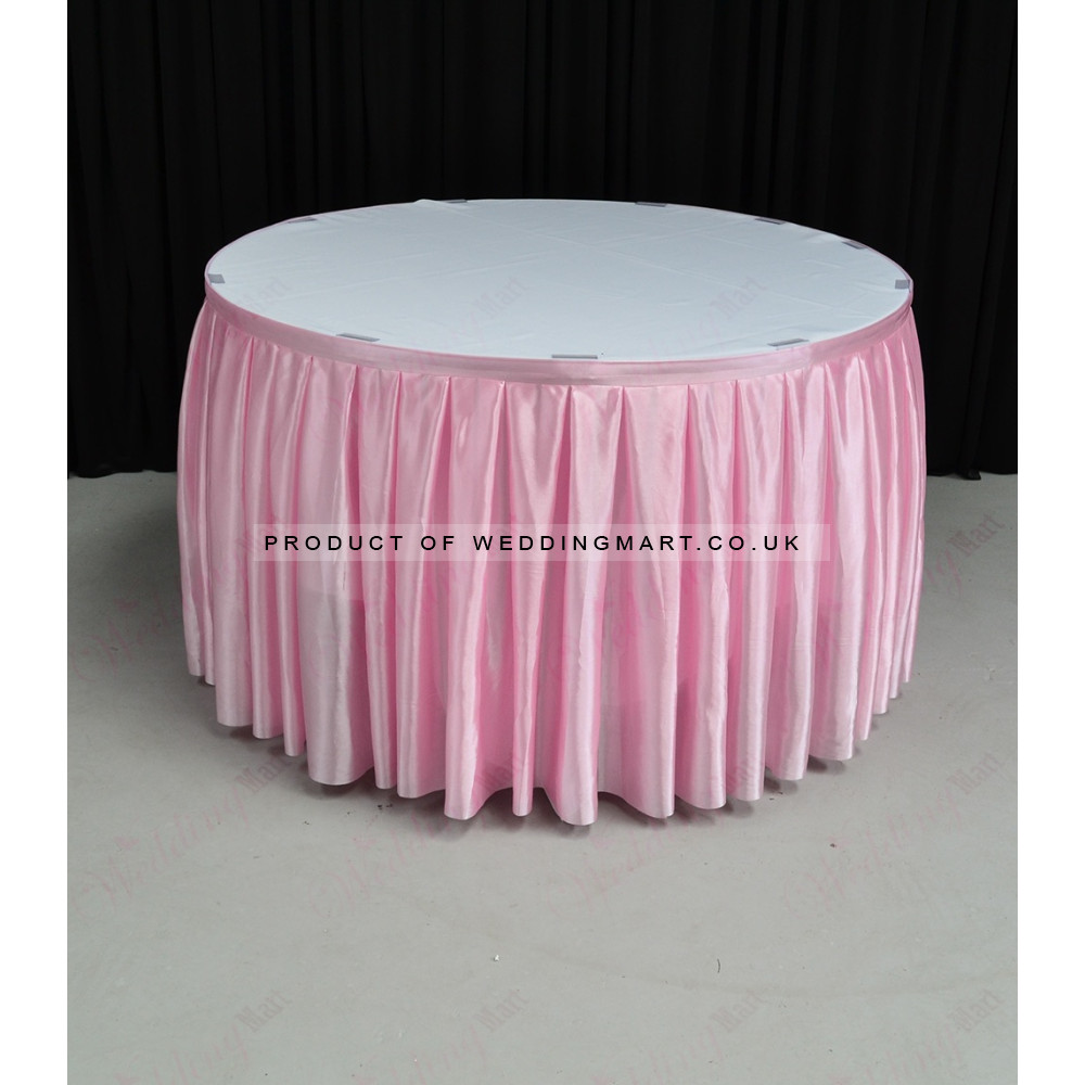 4M Pleated Wedding Cake Table Skirt - Baby Pink