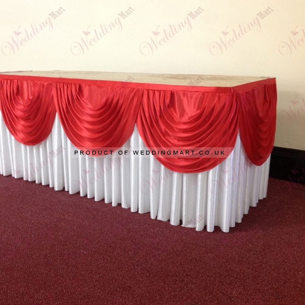 White Top Table Skirting Package – Wholesale Table Skirt with Swags for Wedding Decorators | WeddingMart