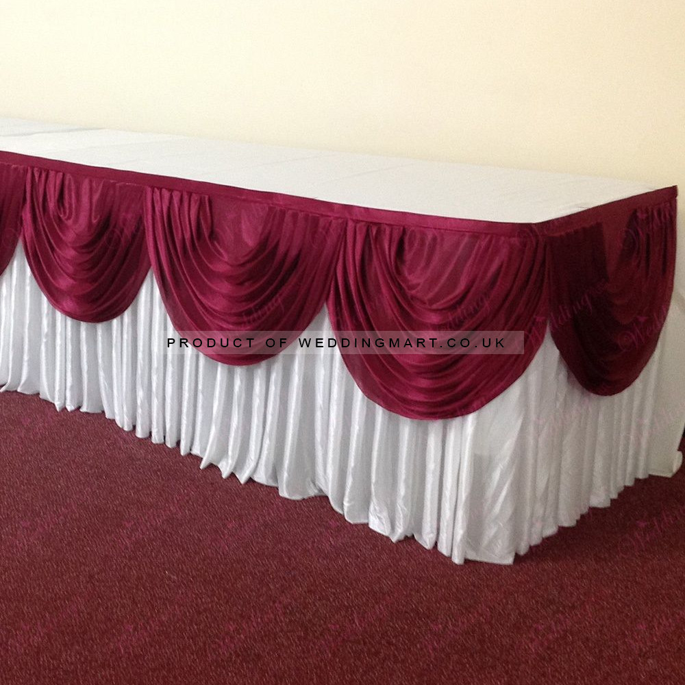 White Top Table Skirting Package – Wholesale Table Skirt with Swags for Wedding Decorators | WeddingMart
