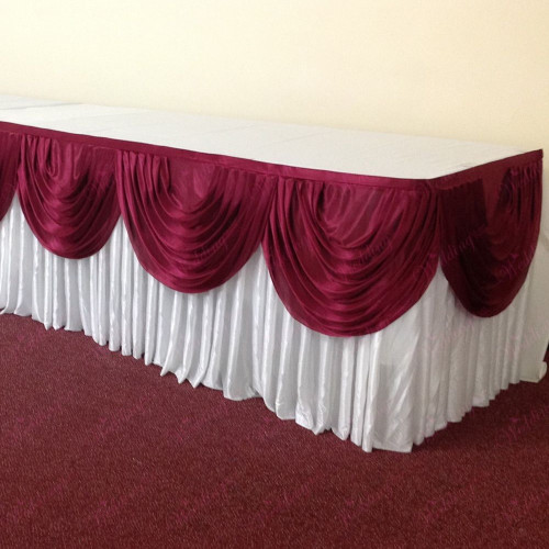 White Top Table Skirting Package – Wholesale Table Skirt with Swags for Wedding Decorators | WeddingMart