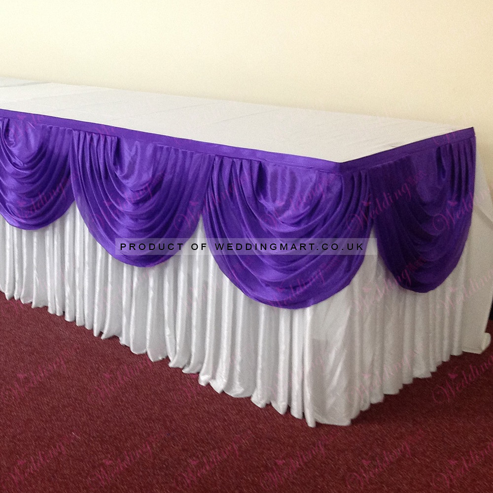 White Top Table Skirting Package – Wholesale Table Skirt with Swags for Wedding Decorators | WeddingMart