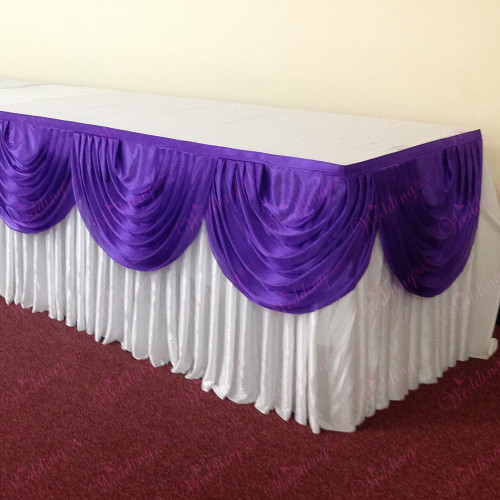 White Top Table Skirting Package – Wholesale Table Skirt with Swags for Wedding Decorators | WeddingMart