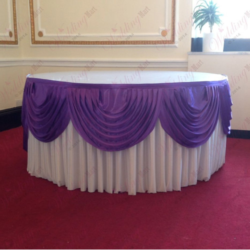 White Cake Table Skirt Package – Wholesale Table Skirt with Swags for Wedding Decorators | WeddingMart