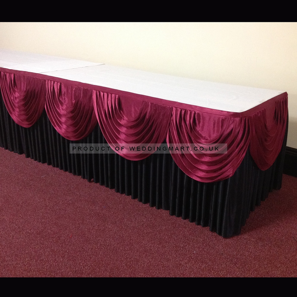 Black Table Skirt Package – Wholesale Table Skirt with Swags for Wedding Decorators | WeddingMart