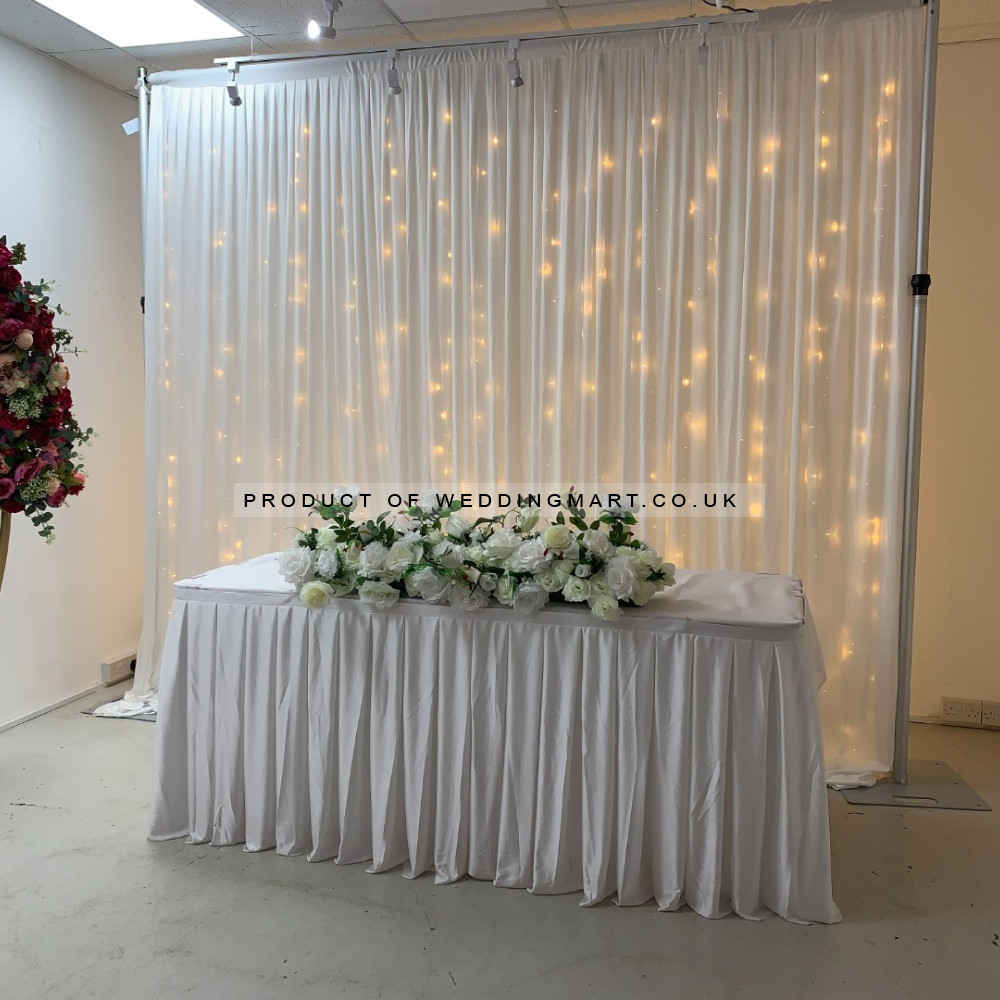 3m (w) x 4m (h) Wedding Backdrop Curtain - White – Wholesale Silk Backdrop Curtains for Wedding Decorators | WeddingMart