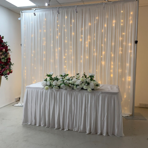 3m (w) x 4m (h) Wedding Backdrop Curtain - White – Wholesale Silk Backdrop Curtains for Wedding Decorators | WeddingMart