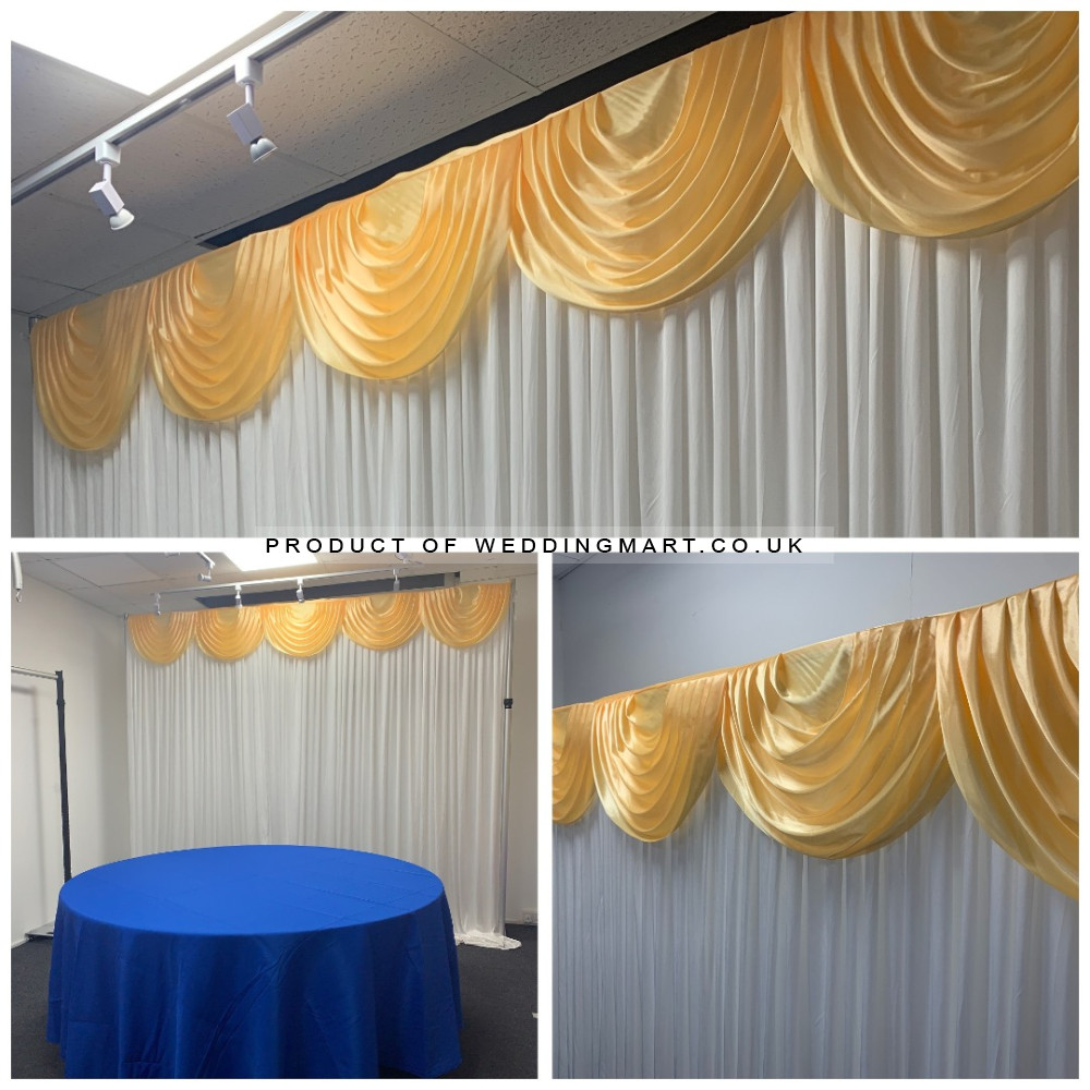 3m (w) x 4m (h) Wedding Backdrop Curtain - White – Wholesale Silk Backdrop Curtains for Wedding Decorators | WeddingMart