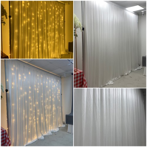 3Mx4M White Pleated Backdrop Curtain