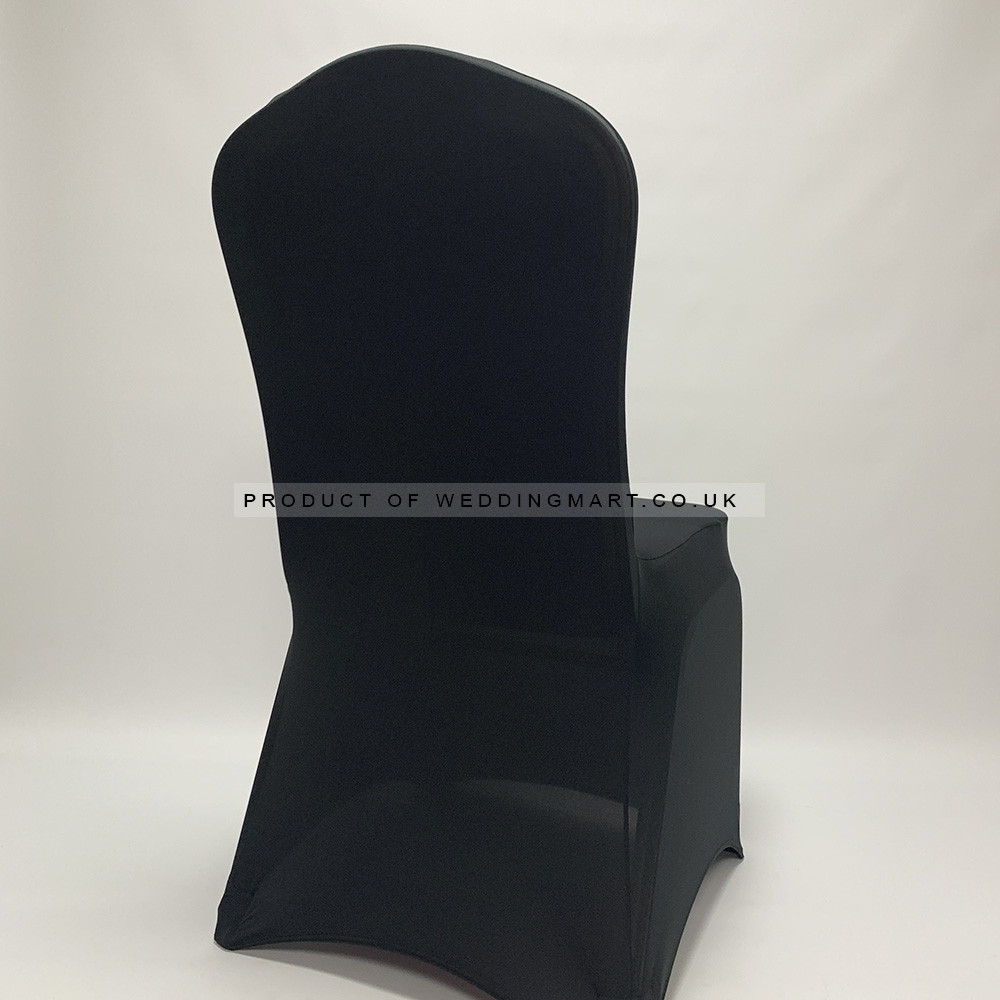 Black Premium Spandex Chair Covers - FLAT FRONT