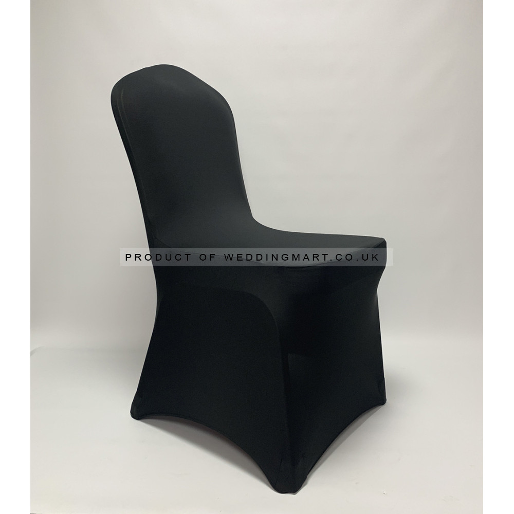 Black Premium Spandex Chair Covers - FLAT FRONT