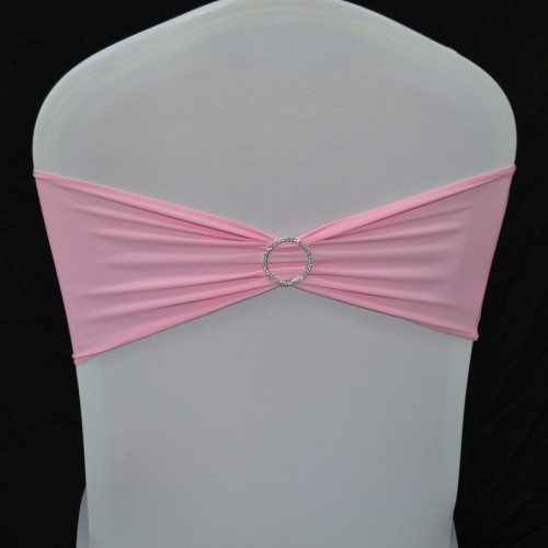 Baby Pink Spandex Chair Band with Buckle - Pack of 10
