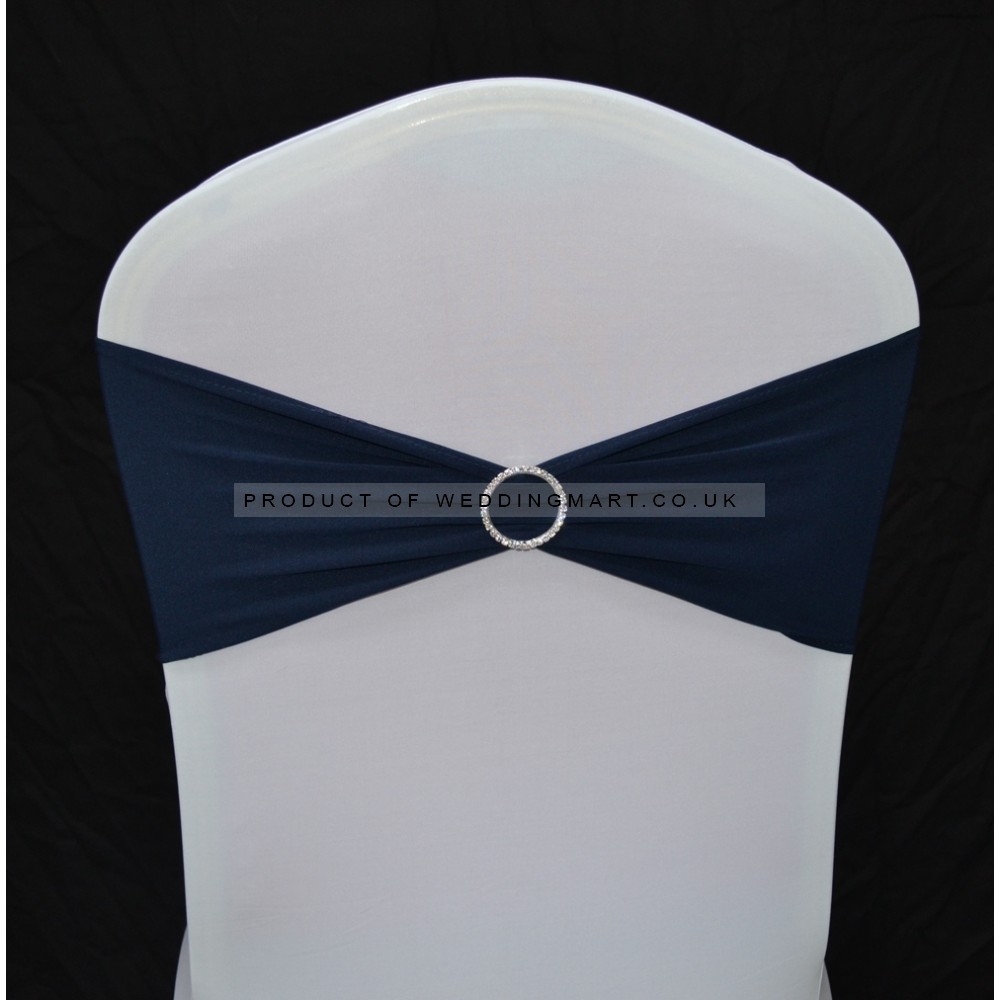 Navy Blue Spandex Chair Band with Buckle - Pack of 10