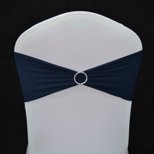 Navy Blue Spandex Chair Band with Buckle - Pack of 10
