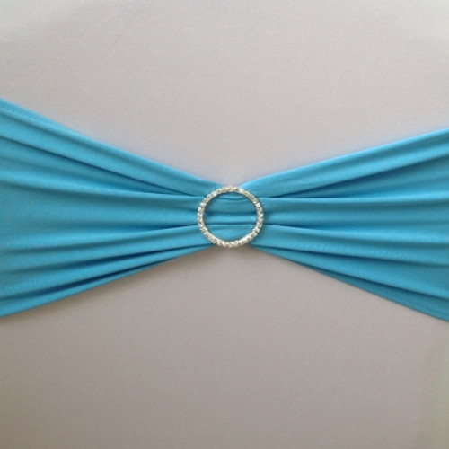 Turquoise Spandex Chair Band with Buckle - Pack of 10 Turquoise Spandex Chair Band with Buckle - Pack of 10