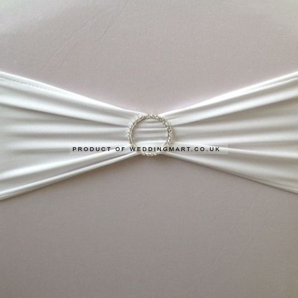 White Spandex Chair Band with Buckle - Pack of 10
