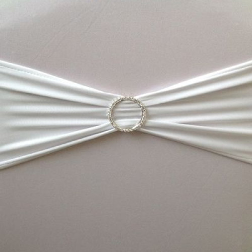 White Spandex Chair Band with Buckle - Pack of 10 White Spandex Chair Band with Buckle - Pack of 10