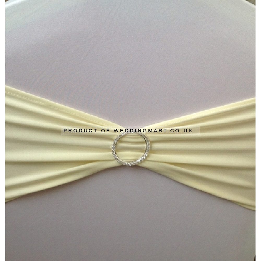 Ivory Spandex Chair Band with Buckle - Pack of 10