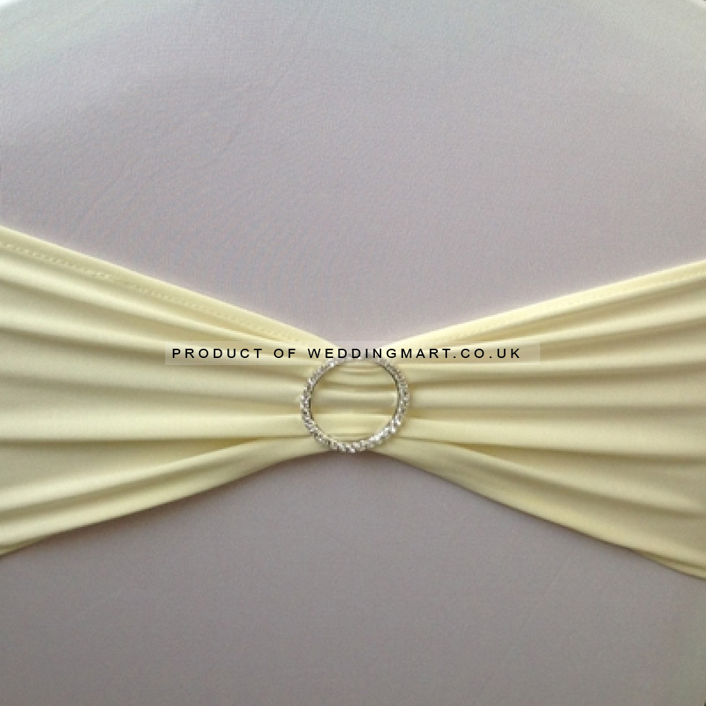Ivory Spandex Chair Band with Buckle - Pack of 10 – Wholesale Spandex Chair Bands with Buckles for Wedding Decorators | WeddingMart