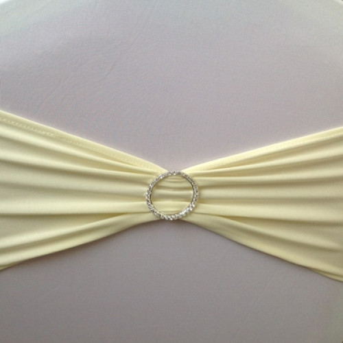 Ivory Spandex Chair Band with Buckle - Pack of 10 Ivory Spandex Chair Band with Buckle - Pack of 10