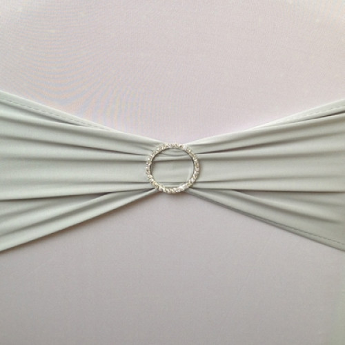 Silver Spandex Chair Band with Buckle - Pack of 10 Silver Spandex Chair Band with Buckle - Pack of 10
