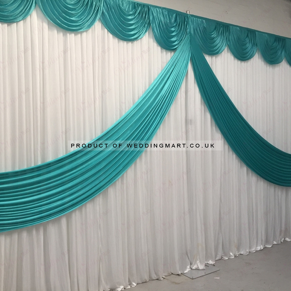 Turquoise butterfly wedding backdrop swag for curtains up to 6m x 3m – detachable ice silk