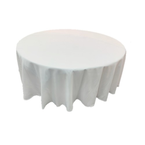 108 inch Round Polyester Table Cloths - White