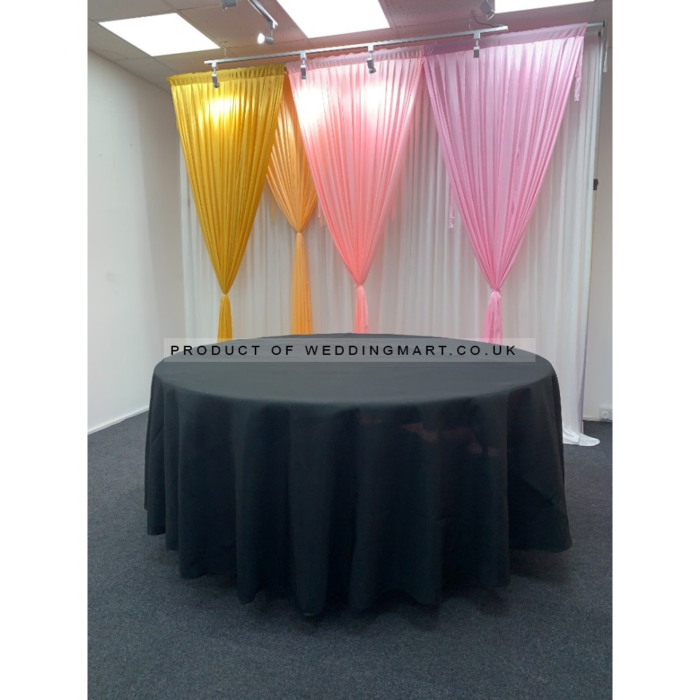 132" Black Round Polyester Table Cloths