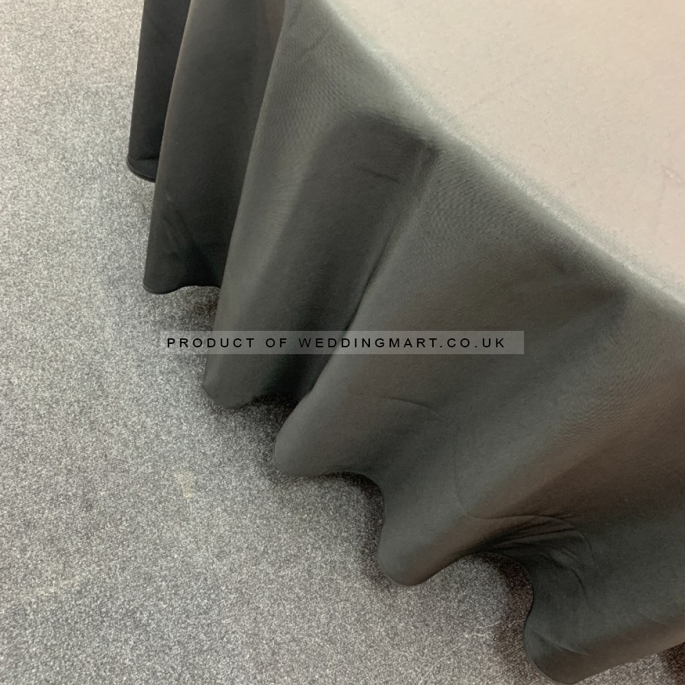132 inch Round Polyester Table Cloths - Black – Wholesale Polyester Tablecloths for Wedding Decorators | WeddingMart